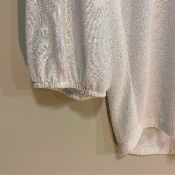 American Rag White Blouse V Neck Top Lace Buttons Size Small - Picture 5 of 8